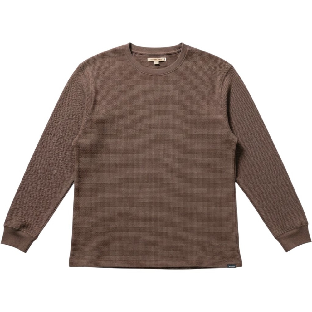 Eddie Bauer Mens Brown Waffle Knit Thermal Long Sleeve Shirt Large